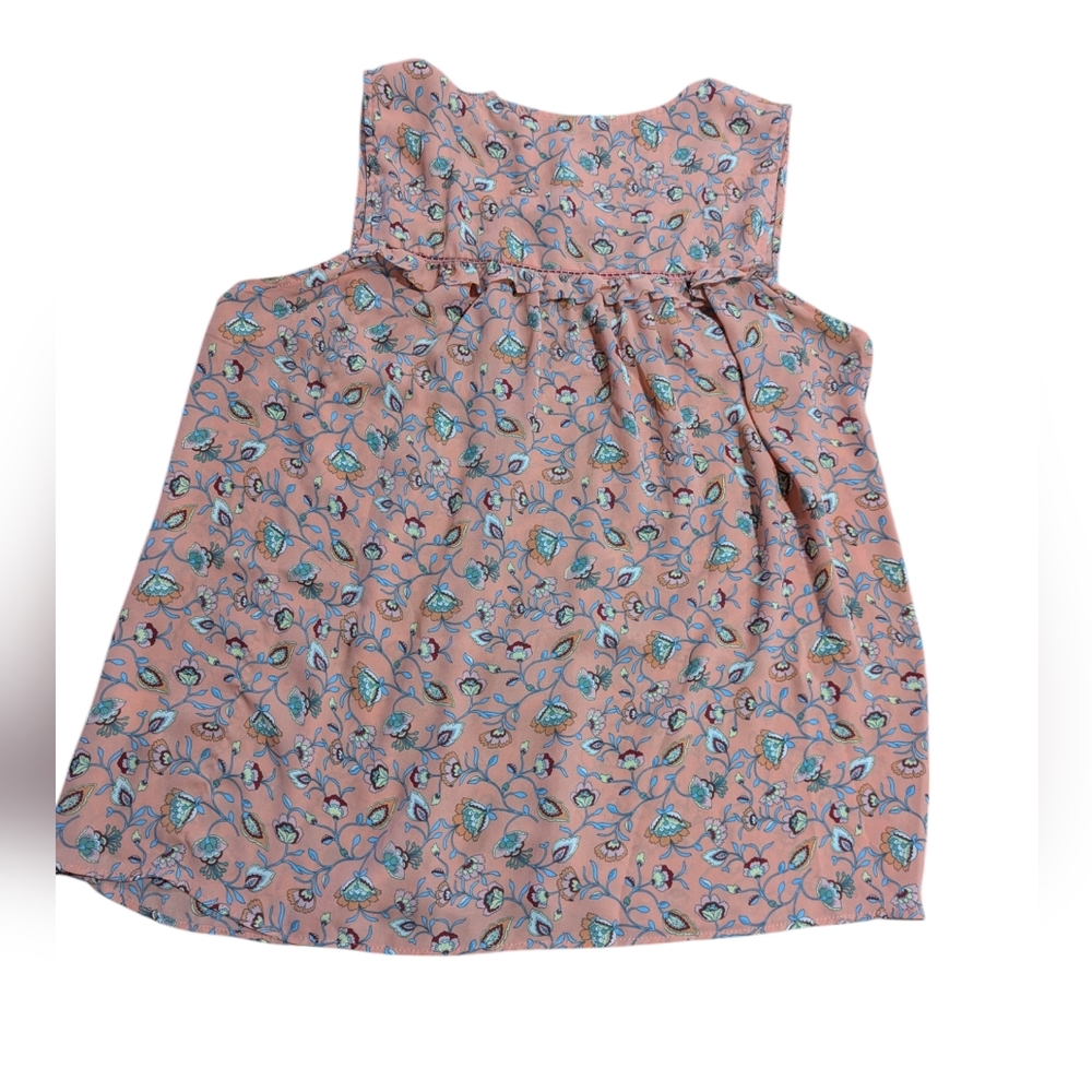 Rose + Olive Dusty Pink Blue Floral Sleeveless Top Size M *GUC - Picture 2 of 7